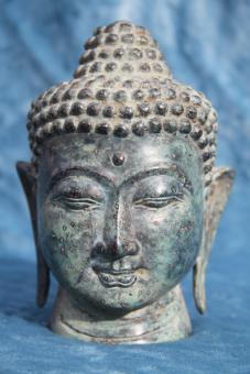 Buddha Kopf Altbronze 15x11 cm 