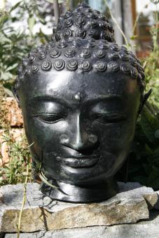 grosser Buddhakopf aus Bronze 30 cm 