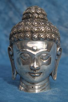 Buddha Kopf aus Silberbronze 12 x 7 cm 