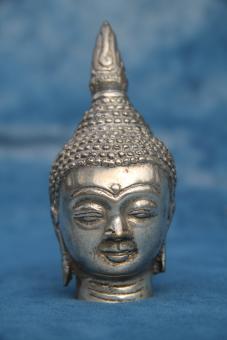 Buddhakopf klein silber Haube 10 x 4 cm 