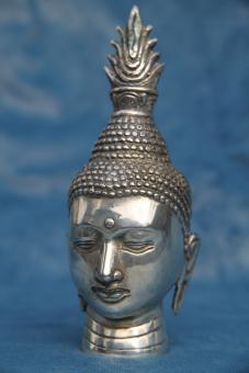 Buddha-Kopf silberbronze Haube 15x6 cm 